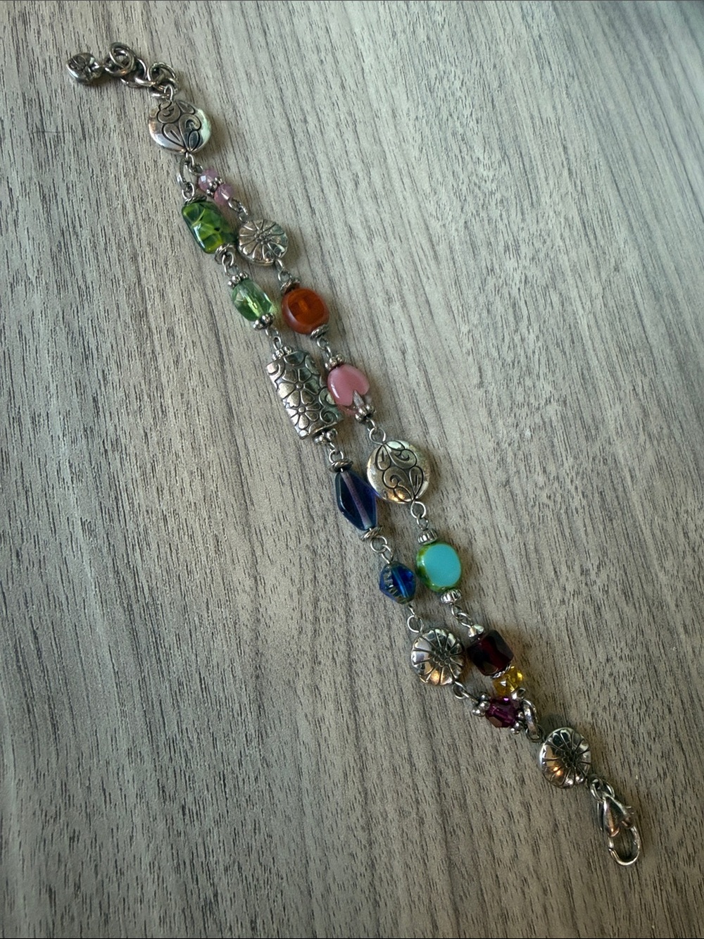 Brighton Multicolor Bead and Silver Charm Bracelet